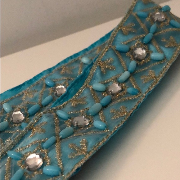 BELT/SCARF/CHOKER TURQUOISE BEADS & GEMS - Picture 3 of 8